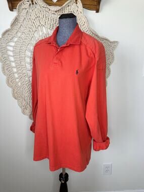 Polo Ralph Lauren Vintage Cotton Rugby Orange Oversized Top Size Medium